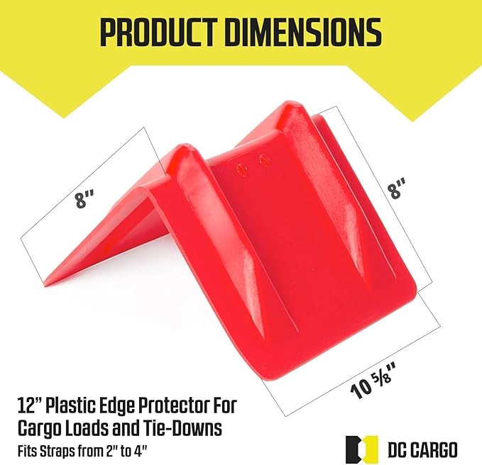 DC Cargo - Heavy-Duty Edge Protectors, 8"x8"x12" (pack of 8) Strap Protectors for Flatbed Equipment, Unparalleled Cargo Management Solutions for Truckers, Contractors, and Outdoor Enthusiasts