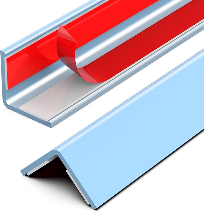 ‎Frychee Wall Corner Protector, Walls Edge Protector，Self-Adhesive Wall Corner Guards,PVC Double Side Edge Protector， Furniture Stairs Guard (Blue 2PCS 100cm/39.37in)