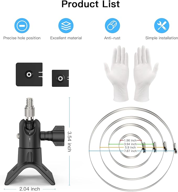Universal Solar Panel Mount for Eufy/Ring/Reolink/Arlo Solar Panel and More, Fits Up to 17 inch Pole, Tree, Cylindri Rail, Drainage Pipe (Black)