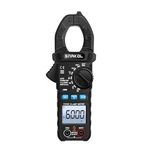 Digital Amp Clamp Meter 6000 Counts Multimeter Tester with 35mm Jaws for AC/DC Current and Voltage Meter, Resistance, Diode Capacitance, Continuity, Frequency, Thermocouple, NCV, Auto-Ranging