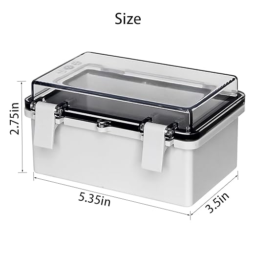 Waterproof Electrical Box Outdoor Electrical Junction Box ABS Plastic Snap Latch Hinged Project Enclosure with Mounting Plate for Outdoor Indoor Wiring Projects Clear 5.3"x3.4"x2.7"