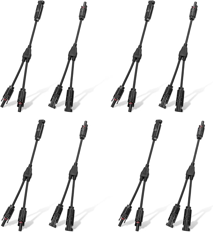 ECO-WORTHY 4 Pair Solar Connectors 30A Y Branch Parallel PV Adapter Cable Wire Plug Tool Kit for Solar Panel(M/FF+F/MM)