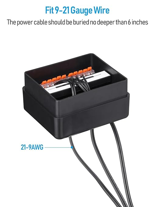 LEONLITE 10-Way Junction Hub for Low Voltage Landscape Light Outdoor, 12-15V AC/DC Path Lighting Junction Box, Fit 9-21 Gauge Wire Landscape Wire Connectors, IP65, Suitable for Garden Yard