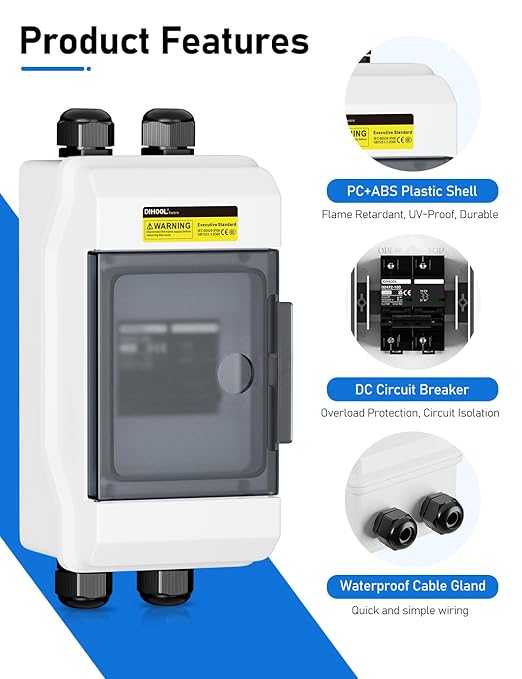 DIHOOL Solar Breaker Box 120A 125 Amp DC Breaker Disconnect Switch