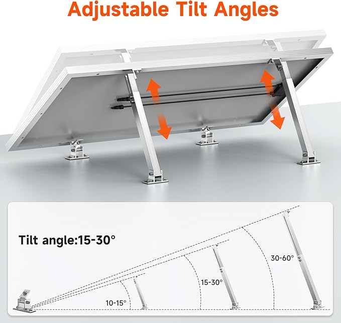 RICH SOLAR Adjustable Solar Panel Tilt Mount Brackets Support up to 300 Watt Solar Panel for Roof, RV, Boat and Any Flat Surface, for on-Grid/Off-Grid Systems
