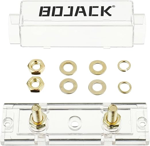 BOJACK 0/2/4 Gauge ANL Fuse Holder and 20 Amp ANL Fuses for 0 2 4 8 Gauge AWG Fuse Block, Automotive Fuse Holder 20A (Pack of 2)