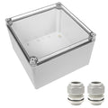 LeMotech Junction Box IP67 Waterproof Dustproof Electrical Box Project Box DIY Enclosure Gray with Transparent Clear Cover, External Size 7.9x7.9x5.1in (200x200x130mm)