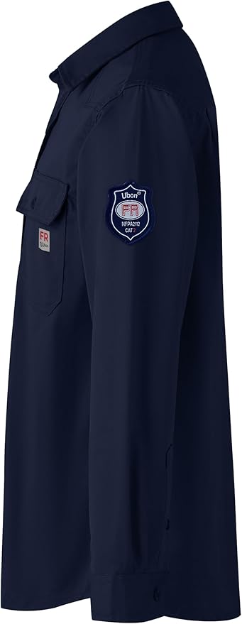 Ubon FR Shirts for Men Flame Resistan Welding Shirt FRC Work Shirt Long Sleeve Welder Shirts 7.5 Oz