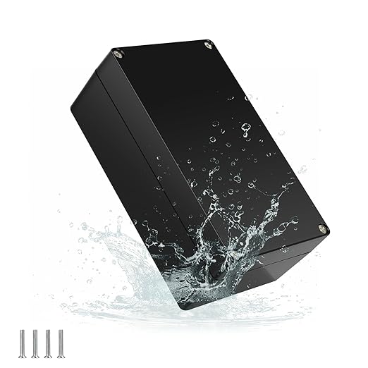 Project Box Junction Box IP67 Waterproof, Nineleaf ABS Plastic Junction Box, DIY Electrical Project Universal Power Enclosure, 6.1x3.5x2.3Inch(157X88.5X60mm) for Exterior, Black 1 Pack