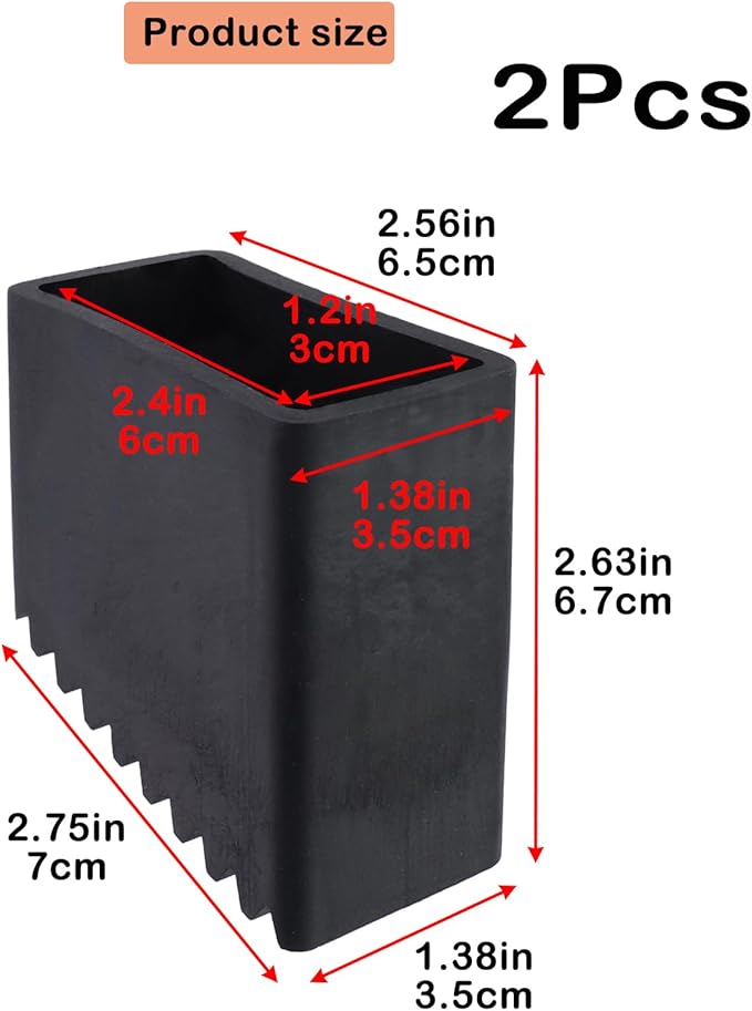 Geesatis 2Pcs Non-Slip Folding Ladder Feet Mat,Rubber Pads Covers Ladder Foot Pads,Anti-Skid Ladder Leg Cushion Bumper,1.2x2.4 Inch (Black)