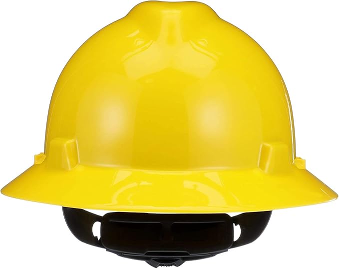 MSA V-Gard Full-Brim Hard Hat with Suspension - Polyethylene Shell, Superior Impact Protection and Self Adjusting Crown Straps - Standard Size Hard Hat