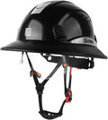 Full Brim Hard Hat with Built-in Visor, ANSI Z89.1 OSHA Approved Construction Safety Helmet with Chin Strap for Men Women