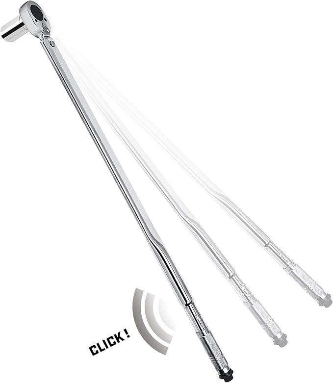 Powerbuilt 3/4-Inch Micrometer Torque Wrench, 100-600 Foot/Pounds, Reversible Ratchet Clicks, Lockable - 641434