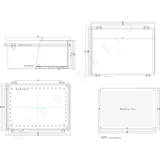 Junction Box, Hinged Clear Cover Stainless Steel Latch IP67 Waterproof ABS Project Box with 2 Cable Glands,Electrical Box Enclosure with Mounting Plate & Wall Bracket 15.7x11.8x7.1inch