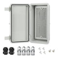 Junction Box IP65 Waterproof Electrical Box Outdoor ABS Plastic Project Box Hinged Shell Universal Enclosure Box with Mounting Plate, Wall Brackets, Cable Glands 7.9" x 3.9" x 2.8"