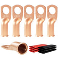 6pcs 6 Awg - 3/8" (M10) Sanuke Wire Lugs Ring Terminal Connectors Ends Heavy Duty for Battery Cable Lug Wire Electrical Eyelets with 3:1 Dual Wall Adhesive Heat Shrink
