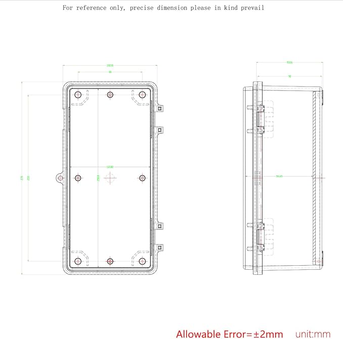 Junction Box, Hinged Black Cover IP67 Waterproof ABS Project Box with Mounting Plate Electrical Box Enclosure with Wall Bracket 10.6 x 5.1 x 4.3inch(270x130x110mm)