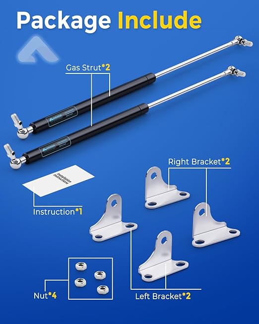 ARANA Gas Struts 30 inch 80lb with Brackets (2 Pack) - Heavy Duty Lift Support for RV Bed Hatch & Storage Box Lid - Hydraulic Spring Shocks for Camper Bed, Cellar Door, Food Truck Window