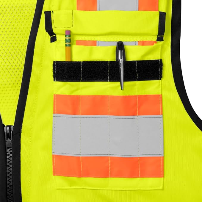 Ironwear 1278FR-L-06-3XL ANSI Class 2 Flame Retardant Polyester Surveyor SAFETY Vest with 2" Silver Reflective Tape, Lime, 3X-Large