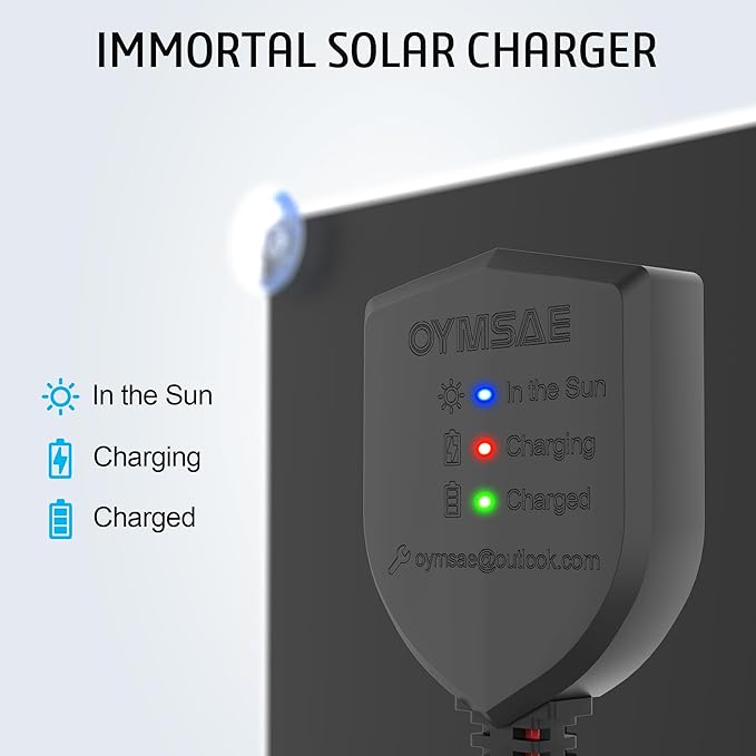 OYMSAE 5W 12V Solar Car Battery Charger Portable Waterproof Solar Power Battery Charger & maintainer with Trickle Cigarette Lighter Plug & Alligator Clip