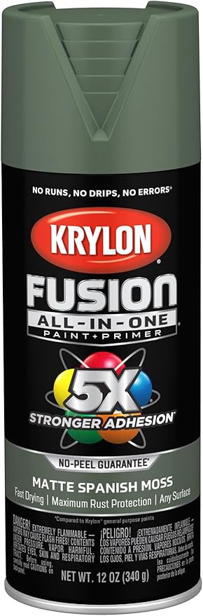 Krylon Fusion All-In-One Adhesive Spray Paint for Indoor/Outdoor Use, 12 oz, Spanish Moss