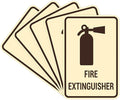 Signs ByLITA Portrait Round Fire Extinguisher Sign with Adhesive Tape, Mounts On Any Flat Surface (Ivory/Dark Brown) - Medium (5 Pack)