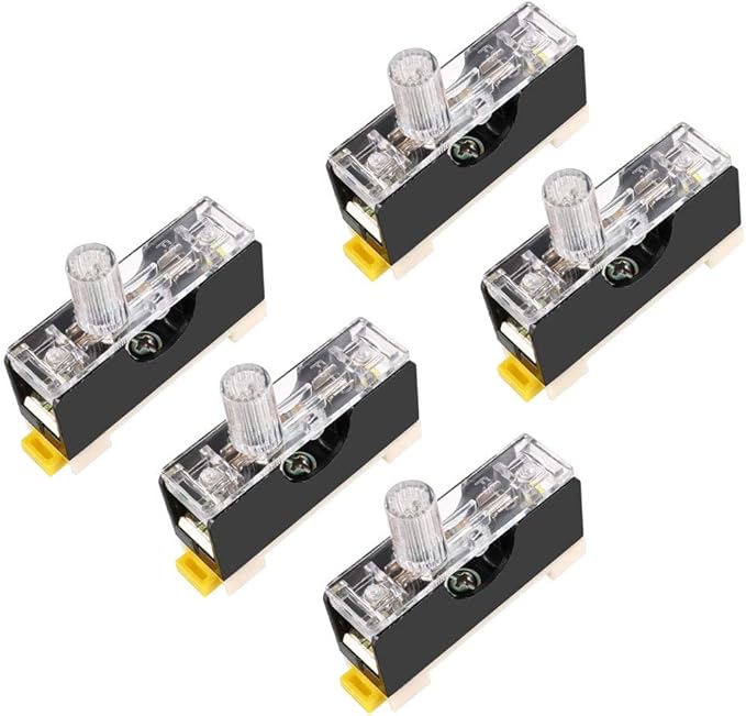uxcell Fuse Holder FS-101 Single Pole with Indicator Light 6mmx30mm Fuse Included 250V 10A 5Pcs