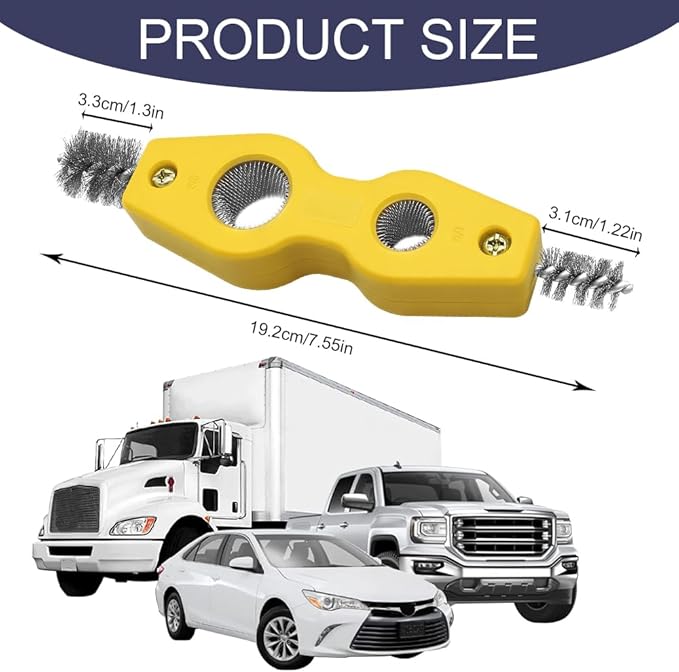 Car Battery Terminal Cleaning Brush, 4 in 1 Auto Battery Terminal Cleaning Tools, Copper Pipes Cleaner Brush Tool, Universal Battery Terminals Machine Parts Cleaning Tool (Yellow, 2PCS)