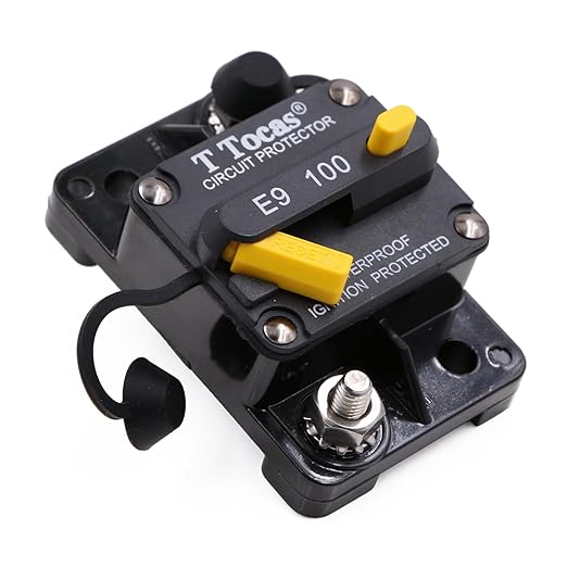 E9 100 Amp Circuit Breaker with Manual Reset | Waterproof IP67 DC12V - 48V 100A Switchable Surface Mount