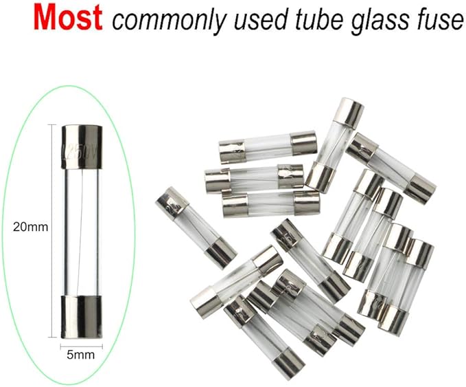 Fast-blow Glass Fuses - 150pcs Assorted Kit + Fuse Holders (AGC Inline, Panel Mount Types) + 30pcs Fuse Seats