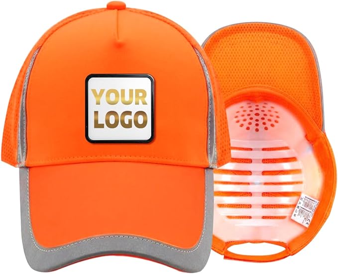 YOWESHOP Reflective Safety Baseball Cap Customize Logo with Removable PE Shell Hi-Vis Safety Work Hat