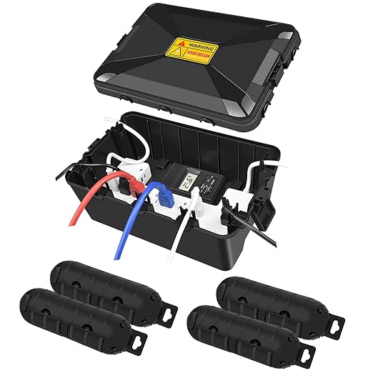 Outdoor Extension Cord Cover,NineLeaf IP54 4PK Small Weatherproof Extension Cord Safety Cover+1PK Extra Large Outdoor Electrical Box,7 Cable Seal Entry,Protect Timer,Power Strip,Holiday Light