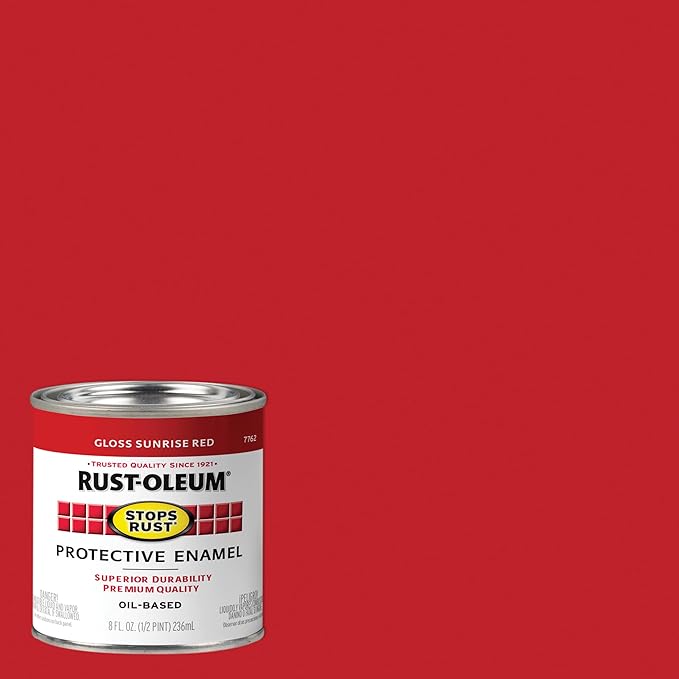 Rust-Oleum 7762730-6PK Stops Rust Brush On Paint, 8 Fl Oz, Gloss Sunrise Red, 48, (Pack of 6)
