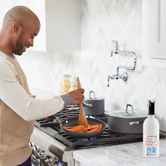 First Alert KITCHEN5 Fire Extinguisher & EZ Fire Spray, Extinguishing Aerosol Spray, Combo Pack