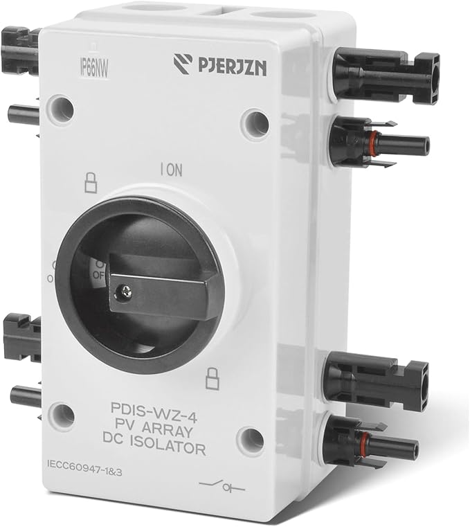 Solar Panel Disconnect Switch 4P 32A 1000VDC Isolator Switch PV System IP66 Waterproof - Ideal for Solar Power Outdoor Isolation Cut Off for Photovoltaic System Repair Replace(1000V 32Amps)