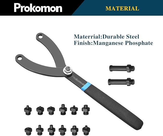 Prokomon 15Pc Adjustable Pin Spanner Wrench Set/Variable Cylinder Fan Clutch Pully Holder Wrench with Soft Handle