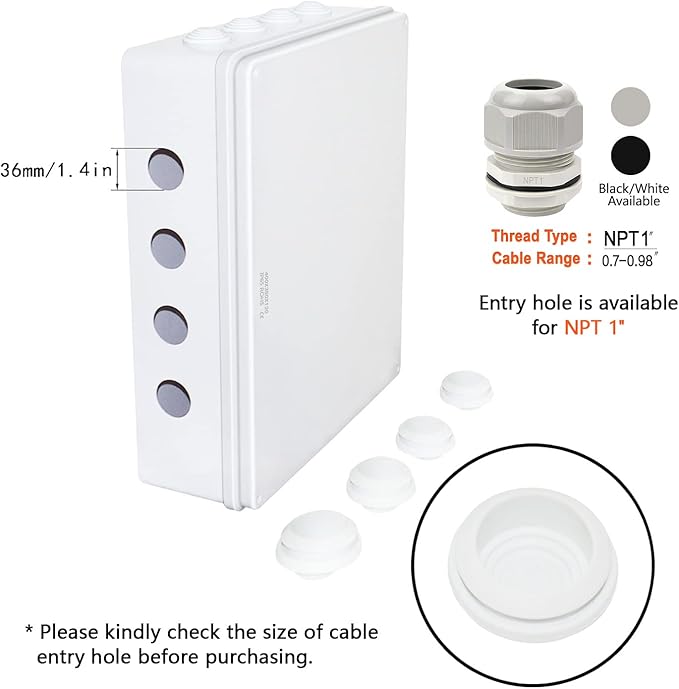 LeMotech ABS Plastic Dustproof Waterproof IP65 Junction Box Universal Electrical Project Enclosure White 15.7 x 13.8 x 4.7 inch (400 x 350 x 120 mm)
