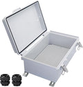 Waterproof Outdoor Electrical Junction Box Weatherproof IP67 ABS Plastic Enclosure Switch Router Project Box with Mounting Plate with Wall Bracket 2 Cable Glands Grey 10.23" x 6.3" x 3.94"