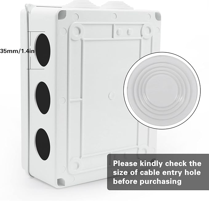 Sunnyglade IP65 ABS Plastic Waterproof Dustproof Junction Box Universal Durable Electrical Project Enclosure (7.9"x6.1"x3.1")