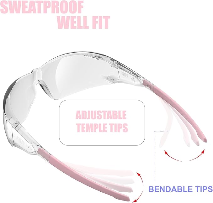 HTS HUNTERSKY ANSI Z87.1 Anti-Fog Clear Safety Glasses Pickleball Youth Baseball Lab Chemistry Goggles Scratch Resistant