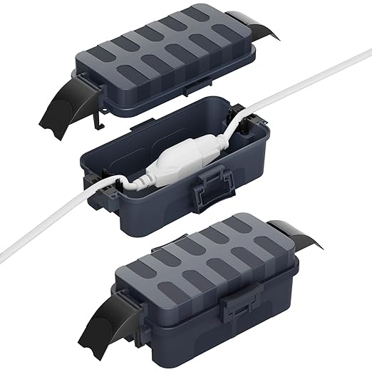 Flemoon [2 Pack] IP55 Small Outdoor Electrical Box Waterproof (Inner 5.9 x 3.2 x 1.8inch), Extension Cord Cover with Detachable Awning Covers for Plug, Outlet, Holiday Lights, Gray