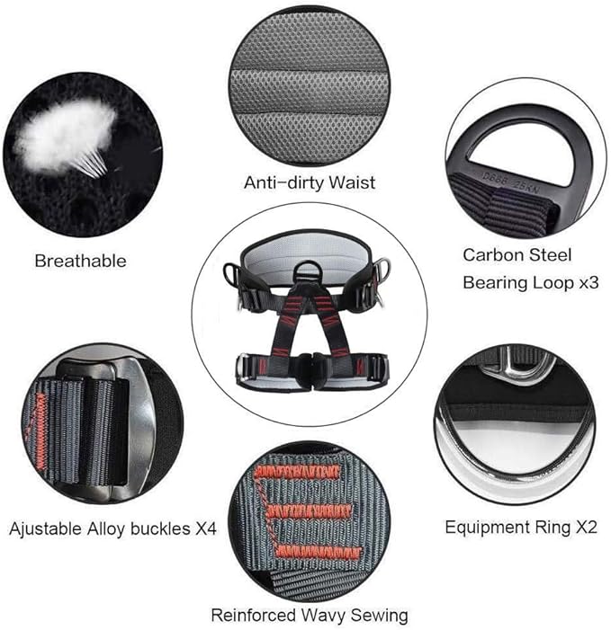 Climbing belts, Thicken Professional Half Body Safety Belt For Tree Climbing Saddle, Fire Rescue, Roofing and Rappelling, Climbing Gear