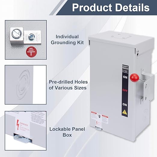 100A Generator Transfer Switch, 24000W Universal Double Throw Safety Switch, 120/240V Manual Transfer Switch with Arc Shield, Indoor/Outdoor Use, NEMA 3R Compliant