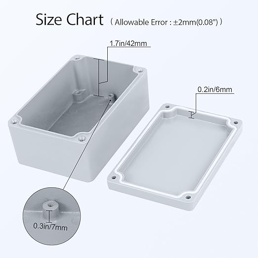 LeMotech Electrical Box, Aluminum Alloy Metal Junction Box, IP67 Waterproof Dustproof Project Box, Outdoor Universal Enclosure, Grey 4.7x3.1x2.1in (120x80x55mm)