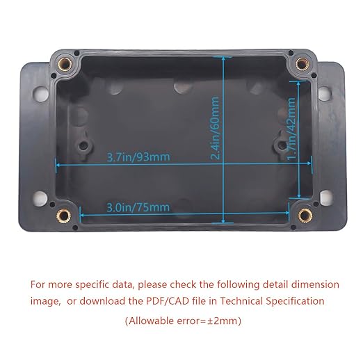 Zulkit Junction Box ABS Plastic Dustproof Waterproof IP65 Universal Electrical Boxes Project Enclosure with Fixed Ear Black 3.94 x 2.68 x 1.97 Inch (100 x 68 x 50 mm) (Pack of 2)