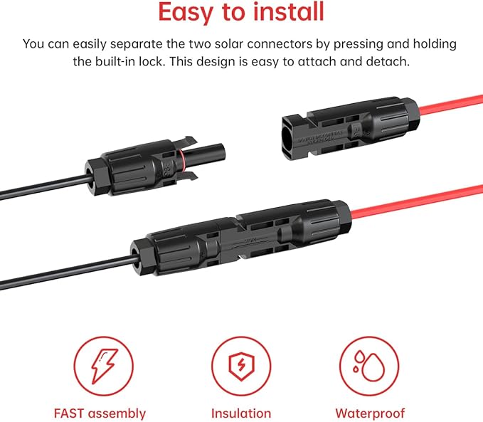 10AWG 2 Pin Power Industrial Circular Connector to Solar Adapter for River RV Solar Ports Solar Panel Suitcase(2FT)