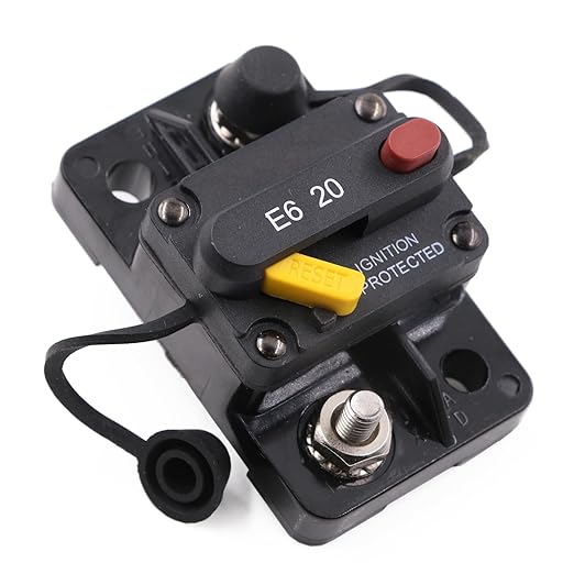 12V 20A Manual Reset Circuit Breaker for Car RV Solar Boat Trolling Motor, 20 Amp Automotive Circuit Breaker Switch Resettable 12 Volt 24V 32V DC, Overload Protection, Waterproof