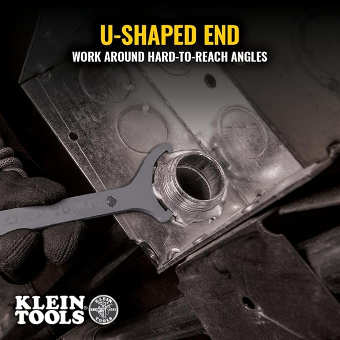 KLEIN TOOLS 50901R Conduit Locknut Wrench Set, 1/2, 3/4 and 1-Inch, Straight Compact Alloy Steel Design Tightens and Loosens Locknuts in Tight Spaces, 3-Piece