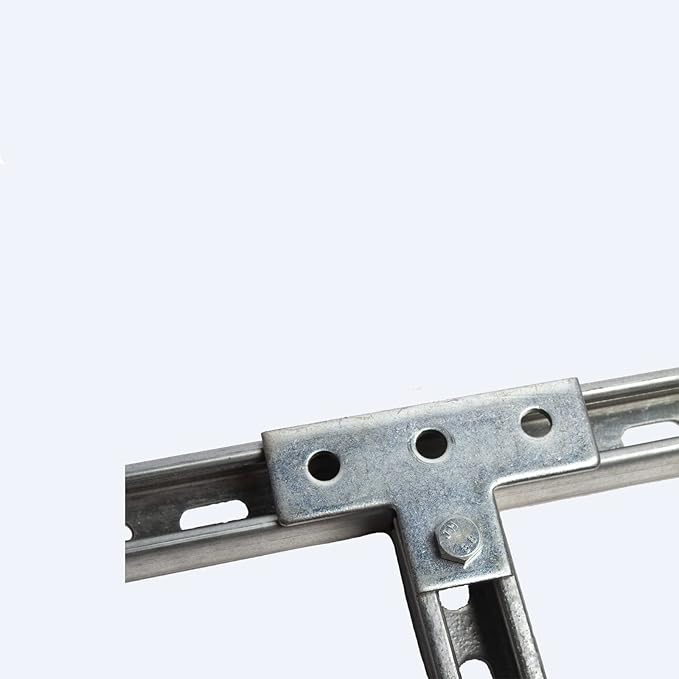 4 Pack 4 Hole T Shaped Connector Flat Plate Fitting Bracket Fit for 13/16" and 1-5/8" Rail Crossmember Mounted Taller Strut Channel Solar Panel Mounting
