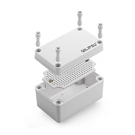 QILIPSU Junction Box with Mounting Plate 110x80x70mm, ABS Plastic DIY Electrical Project Case IP67 Waterproof Dustproof Enclosure Grey (4.3"x3.1"x2.8")